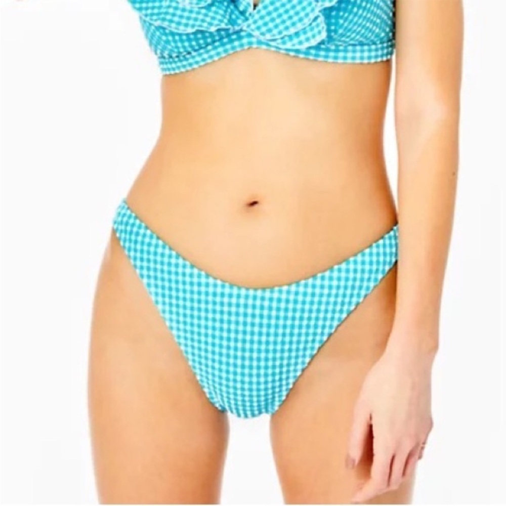 Lily Pulitzer Pico high cut bottom in Turquoise Oasis gingham style
